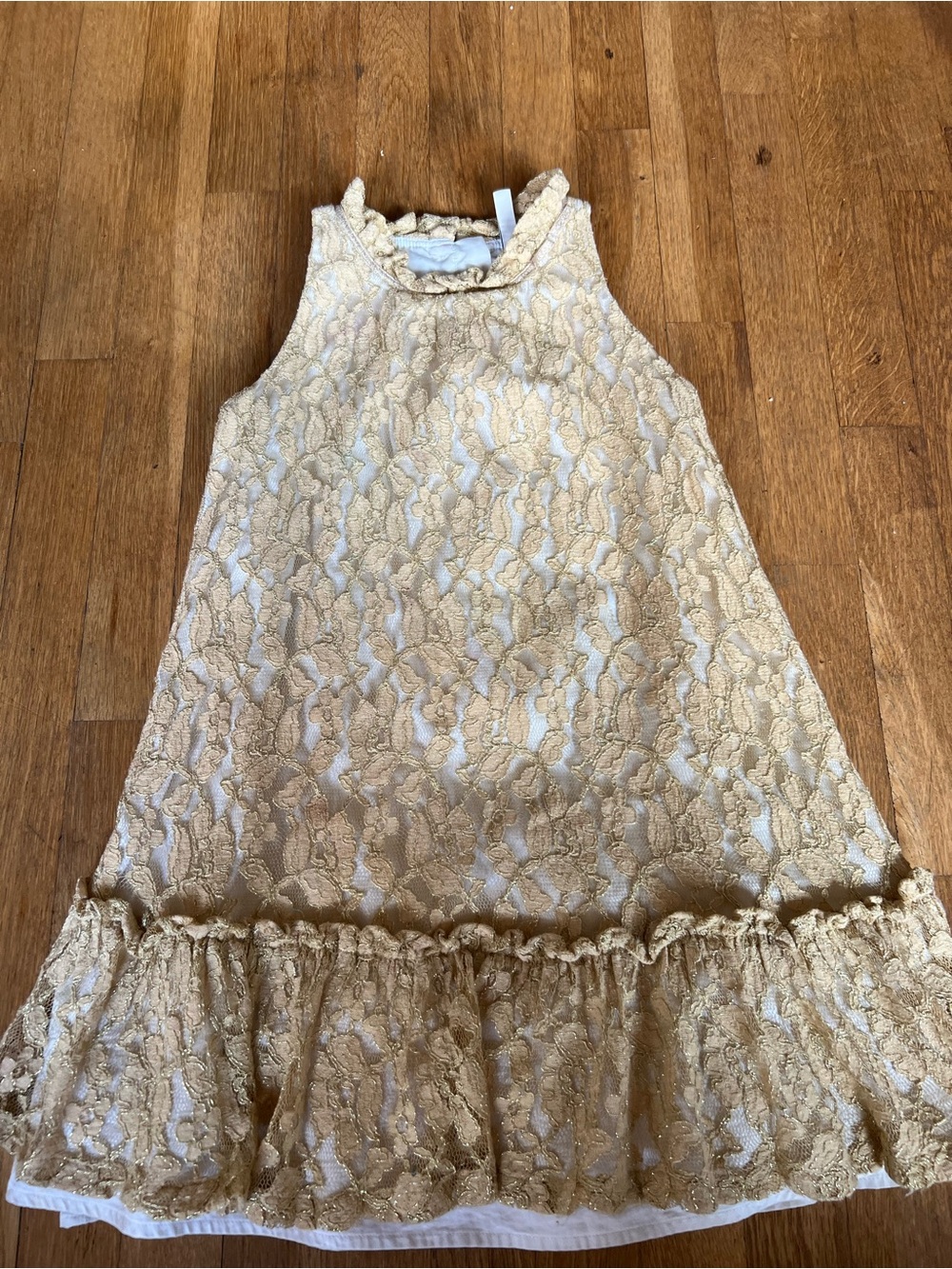 Janie and Jack Gold Lace Overlay Formal Dress